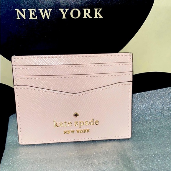 kate spade Handbags - Kate Spade Pink Card Holder with Heart 🤍 Accents NWT 🏷